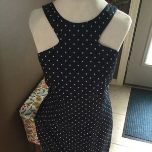 lauren ralph lauren lrl navy blue polka dot dress